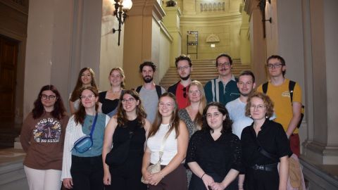 German library and information management students on a library visit